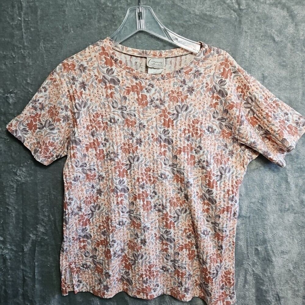 Company Collection Women's Sz Lg Top gray pink orange cotton Vintage USA